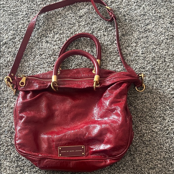 Marc Jacobs Deep Red Shoulder Bag with Gold Accents - Picture 1 of 5